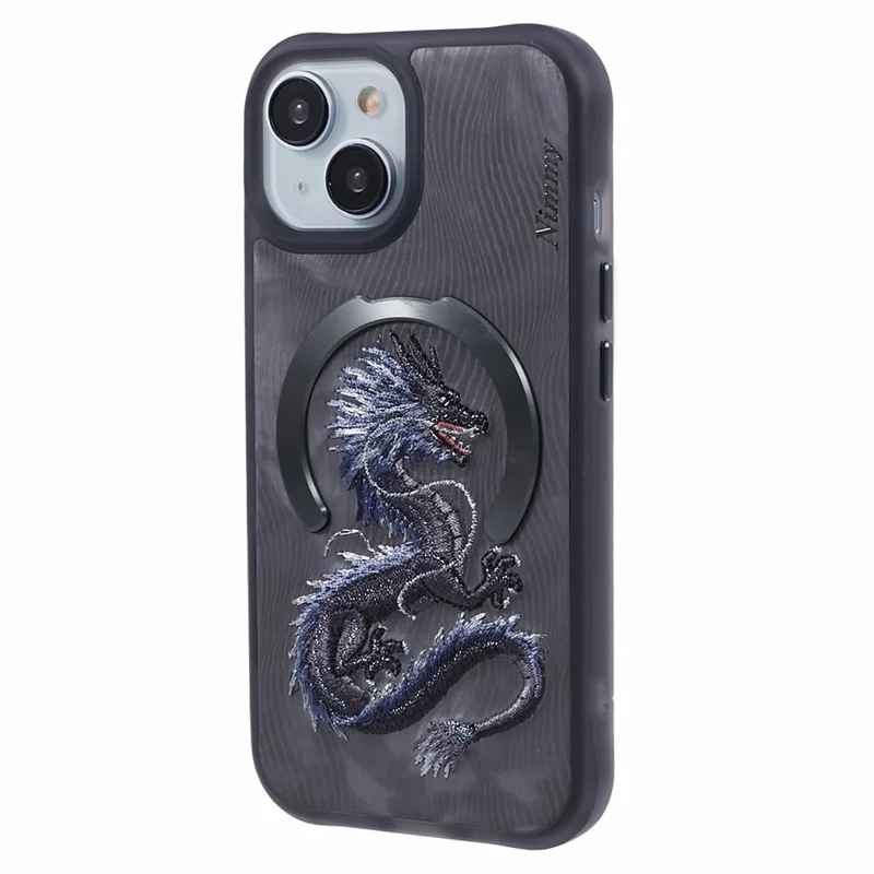 NIMMY For iPhone 15 Embroidery Case Compatible with MagSafe Shockproof Phone Cover - Dragon