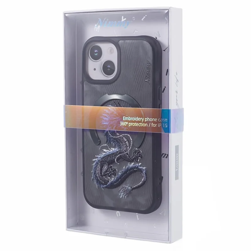 NIMMY For iPhone 15 Embroidery Case Compatible with MagSafe Shockproof Phone Cover - Dragon