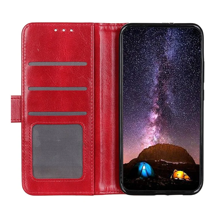 Para Samsung Galaxy A35 5G Funda Textura de Cuero de Caballo Salvaje Soporte Cubierta - Rojo