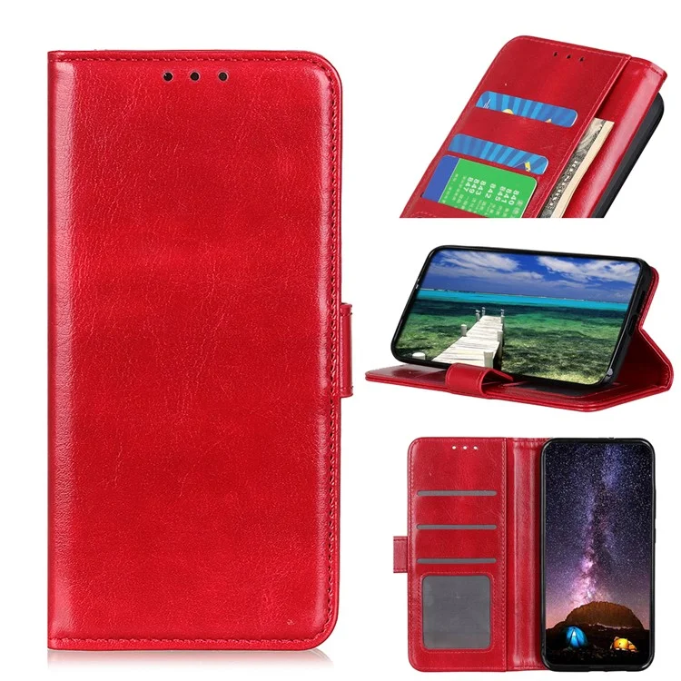 Para Samsung Galaxy A35 5G Funda Textura de Cuero de Caballo Salvaje Soporte Cubierta - Rojo