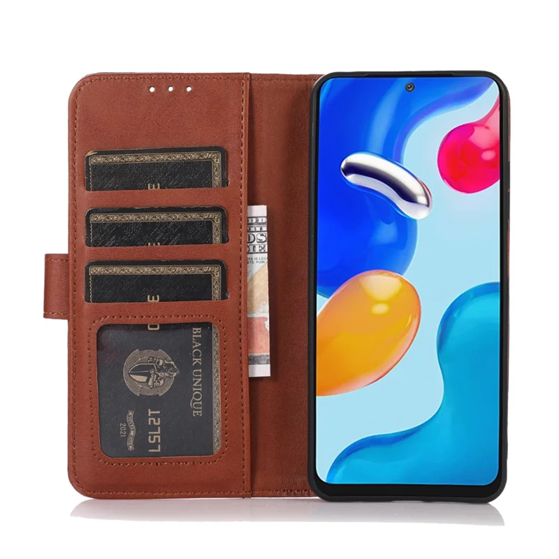 Für Samsung Galaxy A35 5G Handy Hülle Kuhledertextur Stoßfest Ständer Cover - Braun