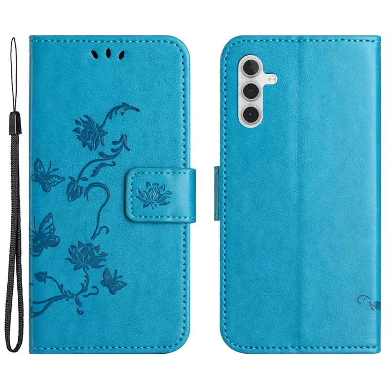 Per Samsung Galaxy A35 5G Case Imprinted PU Leather Wallet Stand Cell Phone Cover - Blue