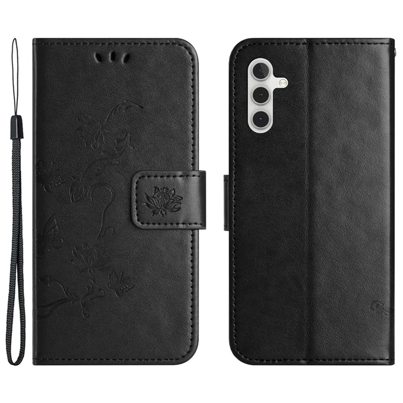 For Samsung Galaxy A35 5G Case Imprinted PU Leather Wallet Stand Cell Phone Cover - Black