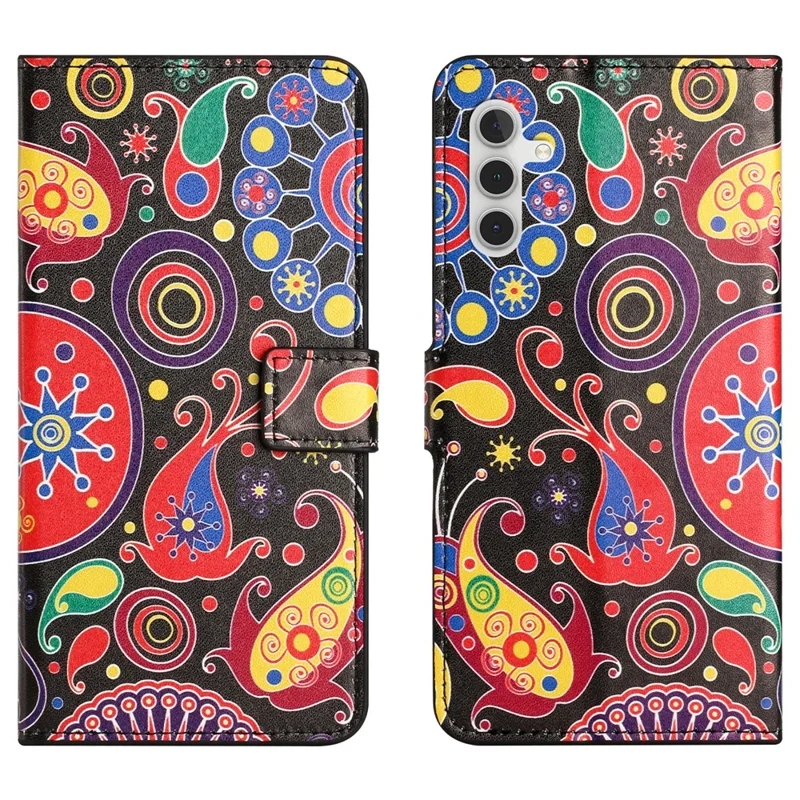 For Samsung Galaxy A35 5G Phone Case Pattern Folding Stand PU Leather Cover - Jelly Fish