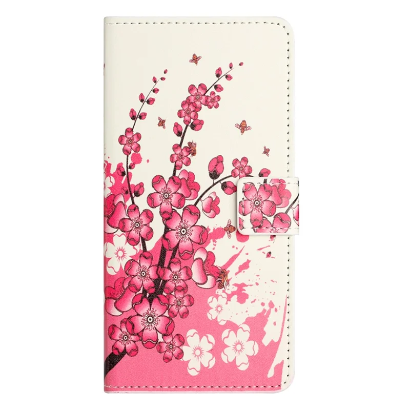 For Samsung Galaxy A35 5G Phone Case Pattern Folding Stand PU Leather Cover - Plum Blossom