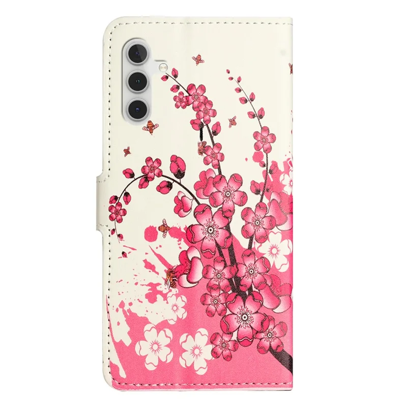 For Samsung Galaxy A35 5G Phone Case Pattern Folding Stand PU Leather Cover - Plum Blossom