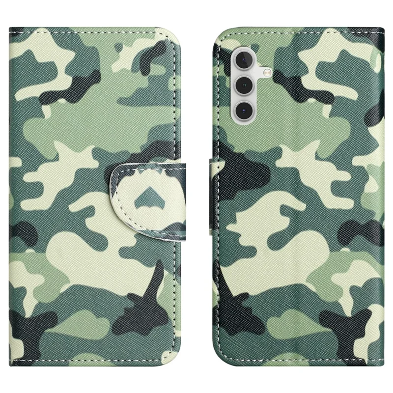 For Samsung Galaxy A35 5G Leather Case Pattern Design Magnetic Folio Phone Cover - Camouflage
