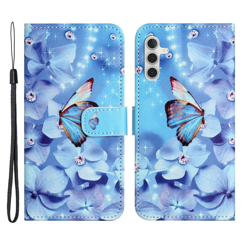 For Samsung Galaxy A35 5G Phone Case 3D Pattern PU Leather Wallet Flip Cover - Flower and Butterfly