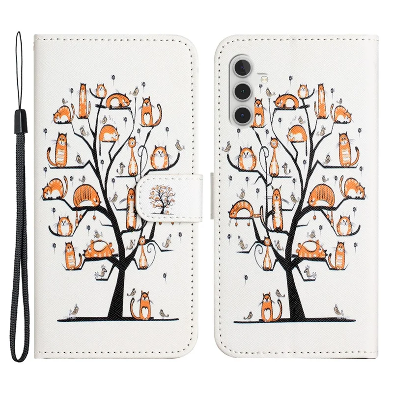 For Samsung Galaxy A35 5G Phone Case 3D Pattern PU Leather Wallet Flip Cover - Cat and Tree