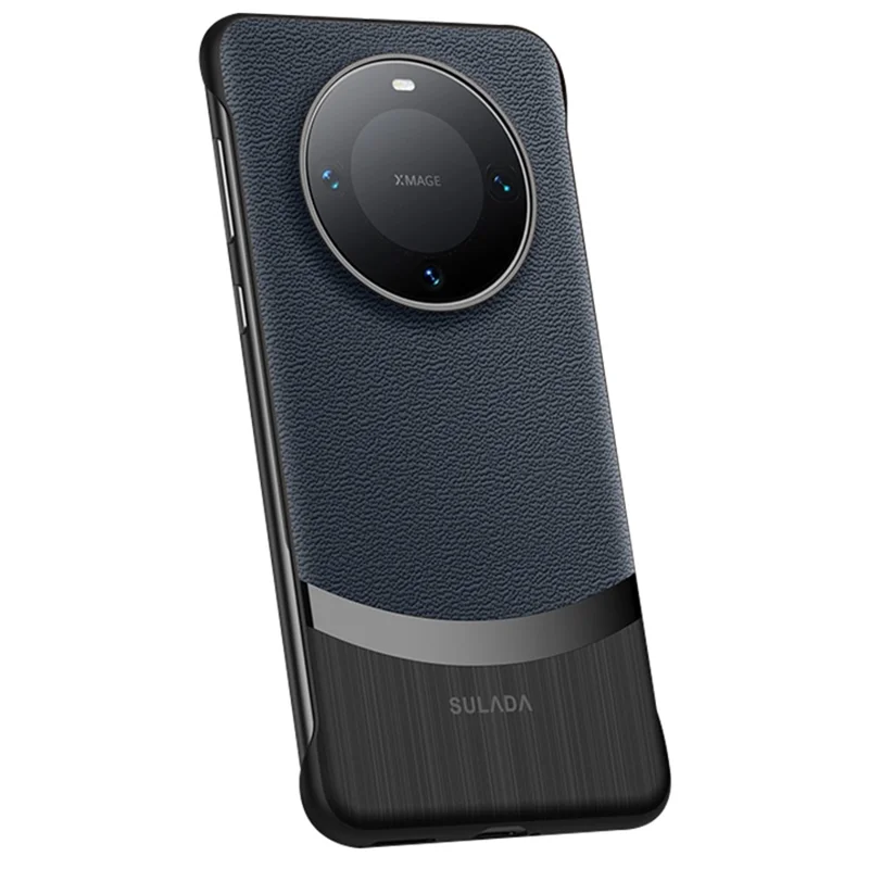 SULADA For Huawei Mate 60 Frameless Case Genuine Cow Leather+PC Slim Fit Phone Cover - Sapphire