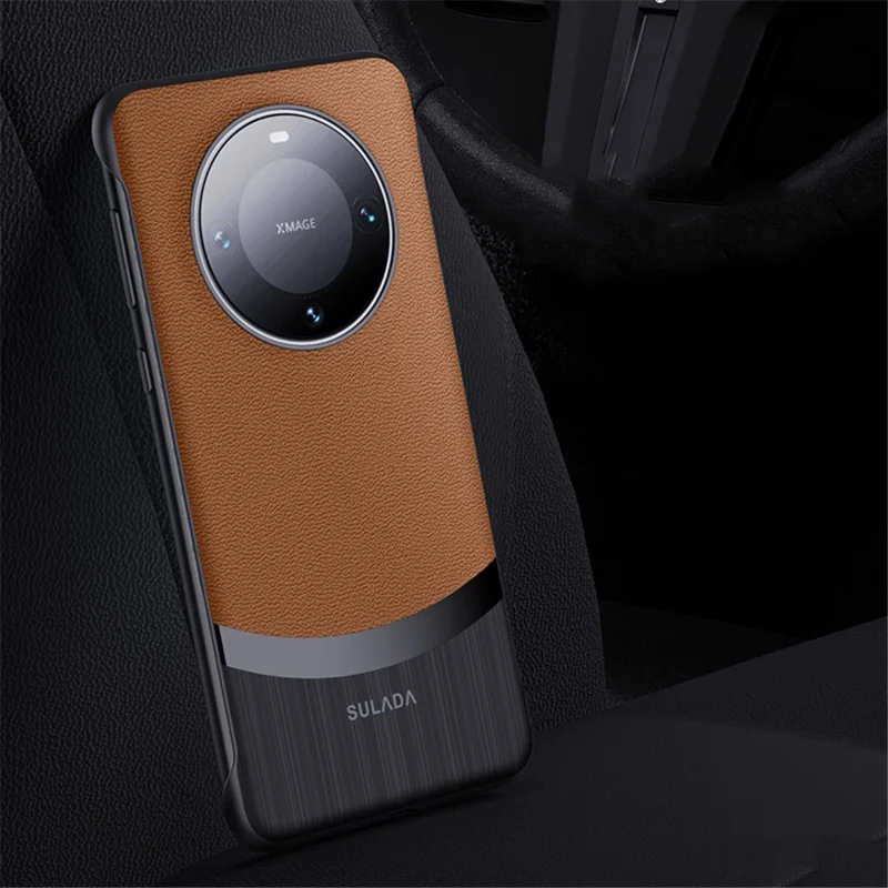 SULADA For Huawei Mate 60 Pro Slim Frameless Case Genuine Cow Leather Phone Back Cover - Sapphire