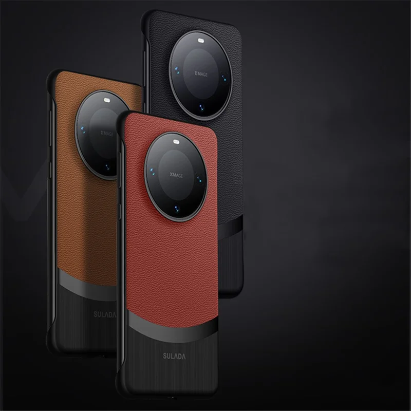 SULADA For Huawei Mate 60 Pro Slim Frameless Case Genuine Cow Leather Phone Back Cover - Sapphire