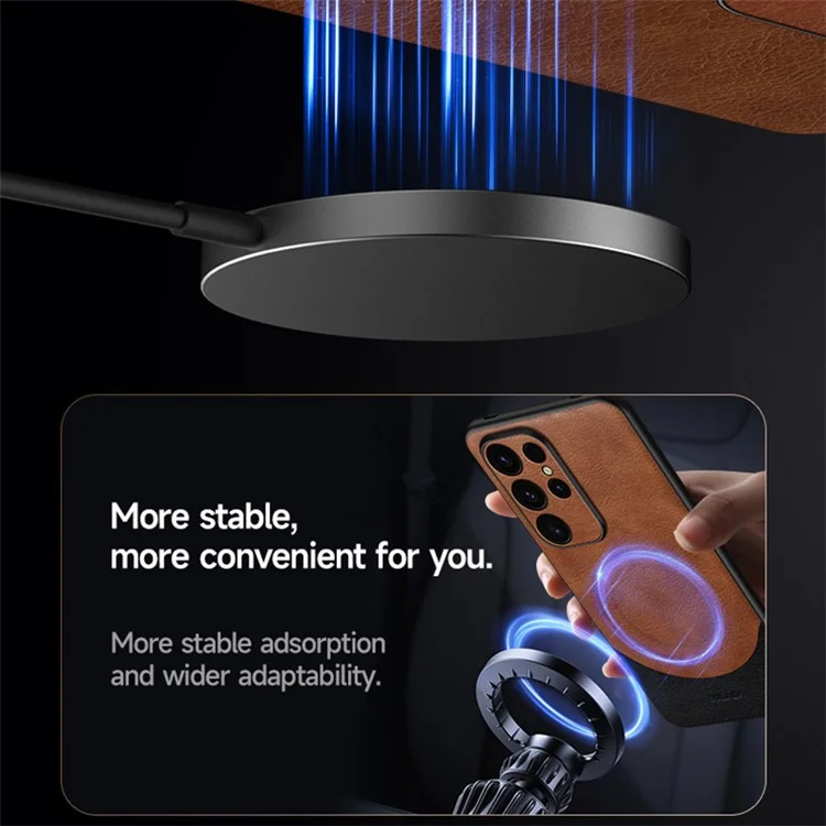 SULADA Magnetic-Serie für Samsung Galaxy S24 Ultra Case Lederüberzug Schutzhülle Kompatibel mit MagSafe - Braun