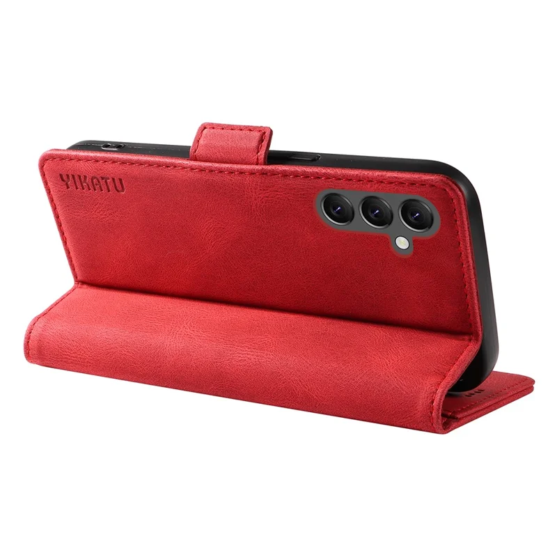 YIKATU YK-005 til Samsung Galaxy A25 5G (Global) (161,0 x 76,5 x 8,3 mm) Flip Case i læderpengepung - Rød