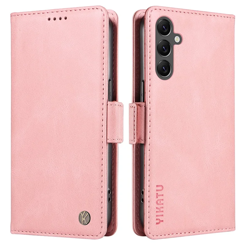 YIKATU YK-005 For Samsung Galaxy A25 5G (Global) (161.0 x 76.5 x 8.3mm) Case Folio Leather Wallet Phone Cover - Pink
