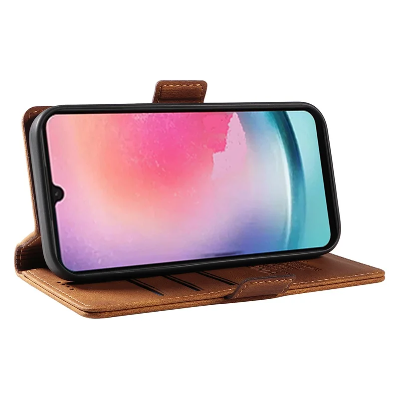 YIKATU YK-005 For Samsung Galaxy A25 5G (Global) (161.0 x 76.5 x 8.3mm) Case Folio Leather Wallet Phone Cover - Brown