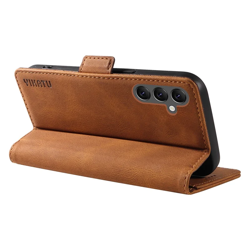 YIKATU YK-005 For Samsung Galaxy A25 5G (Global) (161.0 x 76.5 x 8.3mm) Case Folio Leather Wallet Phone Cover - Brown