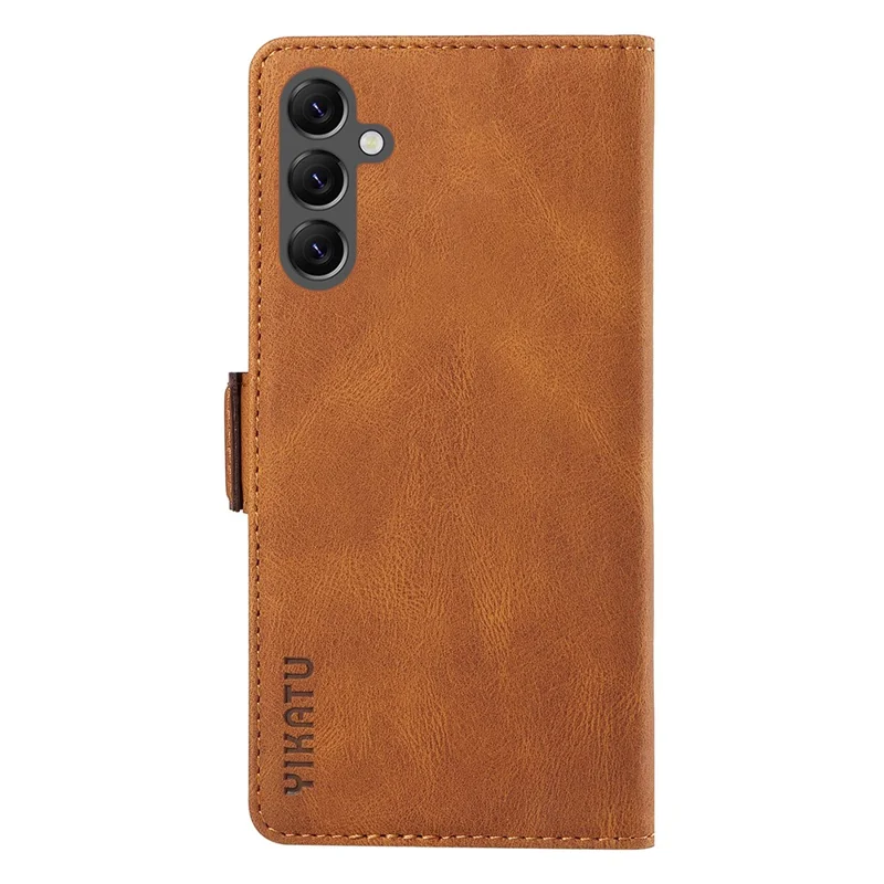 YIKATU YK-005 For Samsung Galaxy A25 5G (Global) (161.0 x 76.5 x 8.3mm) Case Folio Leather Wallet Phone Cover - Brown