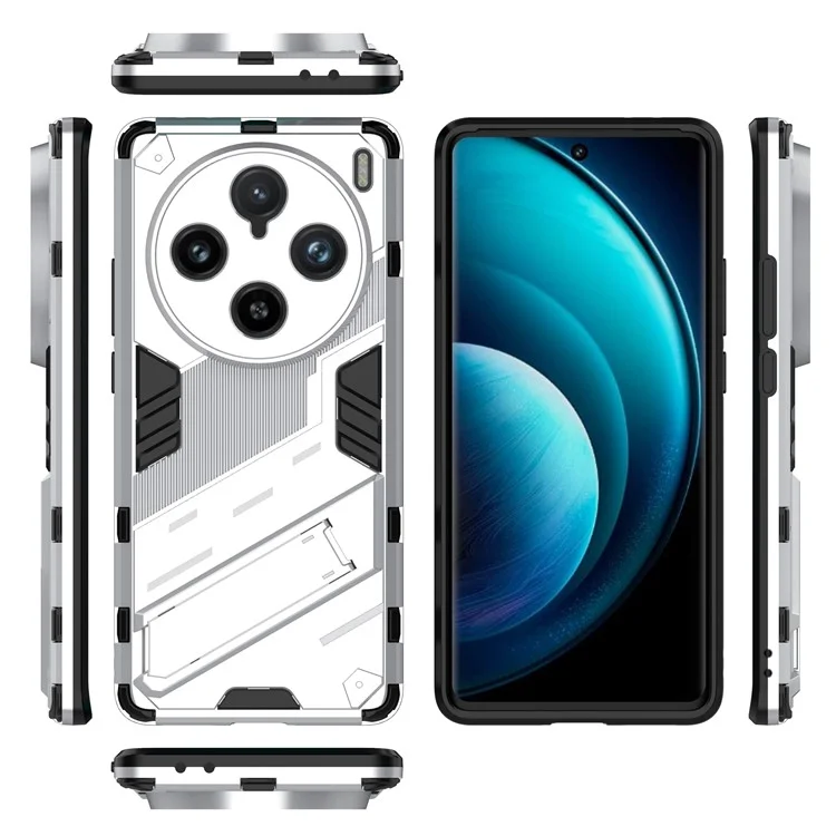 Para o vivo X100 Pro 5G Kickstand Phone Case Dual Layer Shock-Absorption Cover - Branco