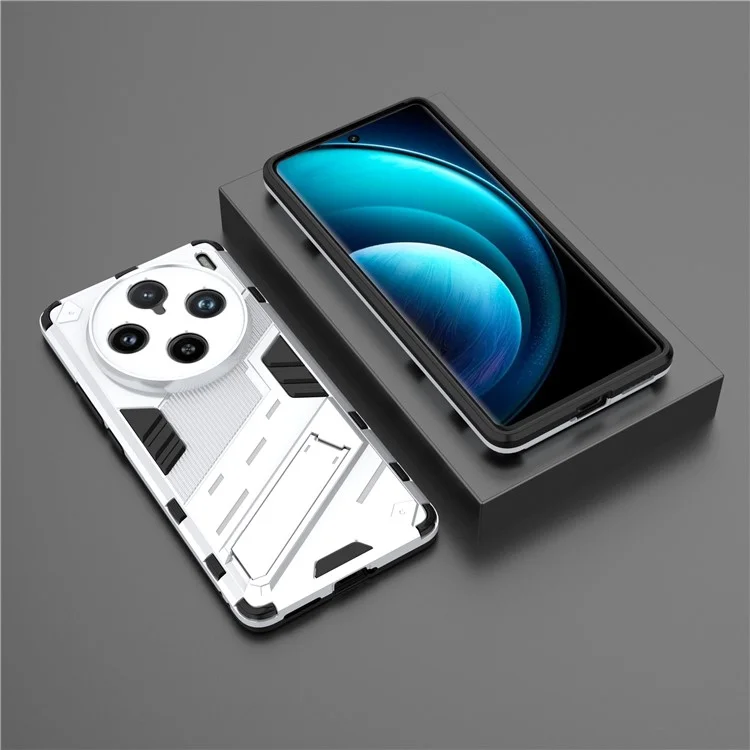 Para o vivo X100 Pro 5G Kickstand Phone Case Dual Layer Shock-Absorption Cover - Branco