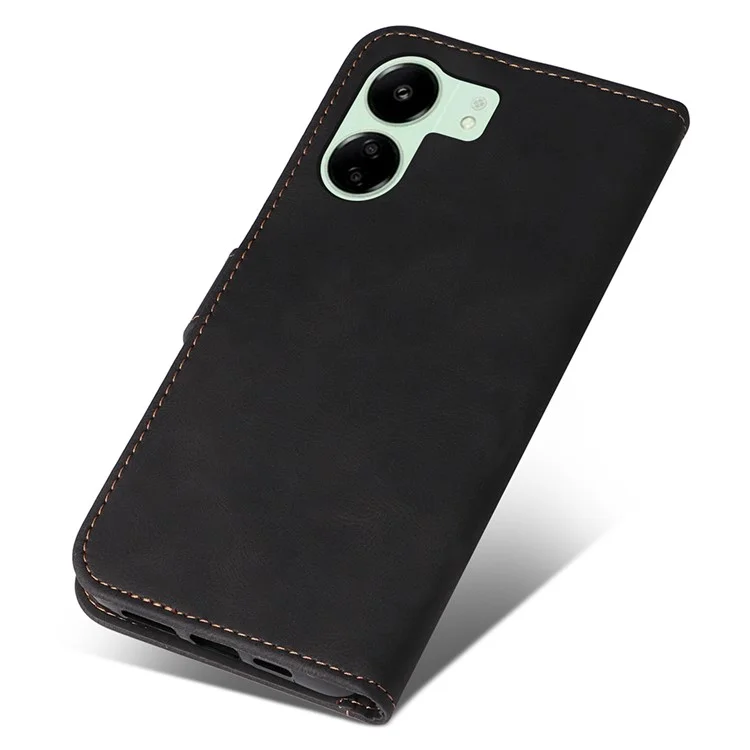 Para Xiaomi Redmi 13C 4G / 13C 5G / 13R 5G / Poco M6 5G / Poco C65 4G Funda del teléfono Estuche de cuero sintético de tres colores con tapa - Negro