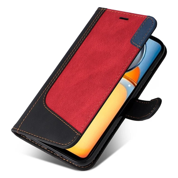 Para Xiaomi Redmi 13C 4G / 13C 5G / 13R 5G / Poco M6 5G / Poco C65 4G Funda del teléfono Estuche de cuero sintético de tres colores con tapa - Negro