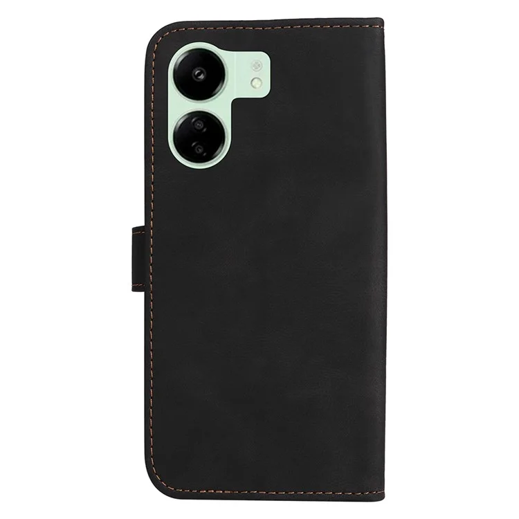 Para Xiaomi Redmi 13C 4G / 13C 5G / 13R 5G / Poco M6 5G / Poco C65 4G Funda del teléfono Estuche de cuero sintético de tres colores con tapa - Negro