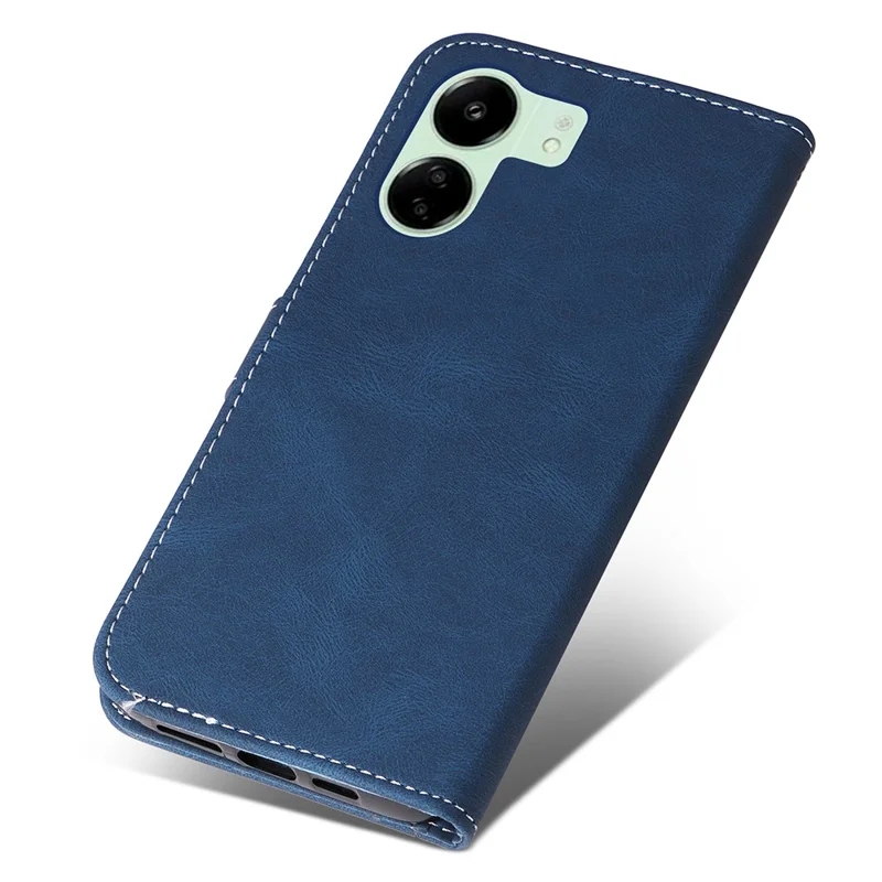 For Xiaomi Redmi 13C 4G / 13C 5G / 13R 5G / Poco M6 5G / Poco C65 4G Phone Case PU Leather Three-Color Splicing Flip Cover - Blue