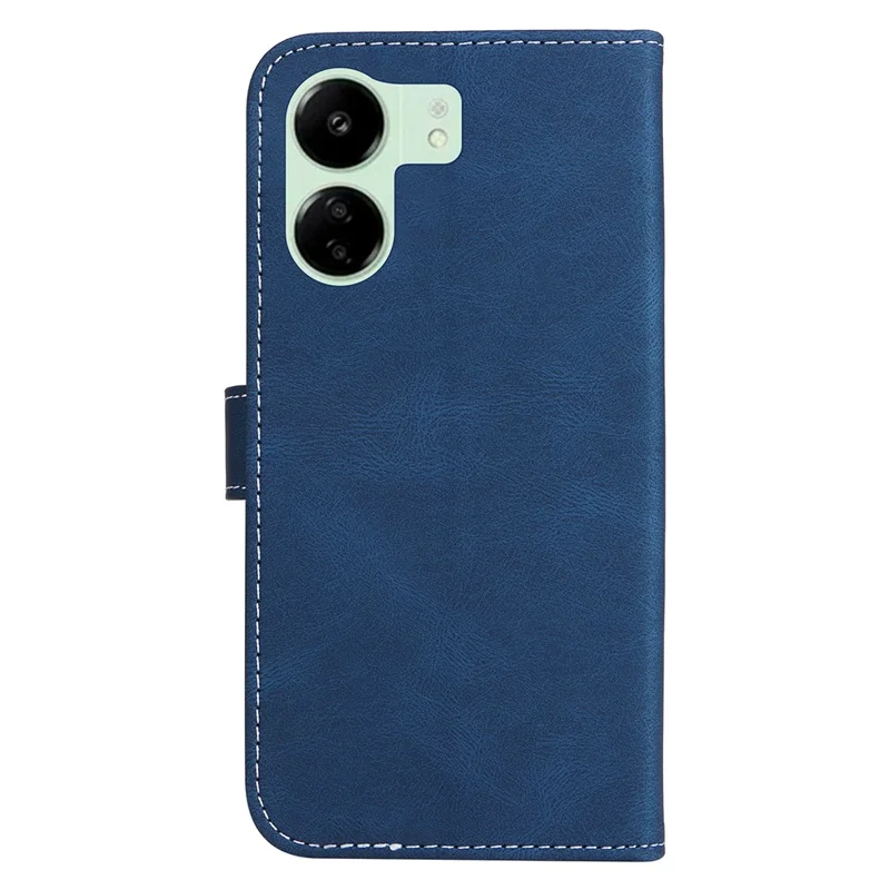 For Xiaomi Redmi 13C 4G / 13C 5G / 13R 5G / Poco M6 5G / Poco C65 4G Phone Case PU Leather Three-Color Splicing Flip Cover - Blue