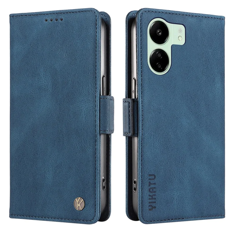 YIKATU YK-005 For Xiaomi Redmi 13C 4G / 13C 5G / 13R 5G / Poco M6 5G / Poco C65 4G Case PU Leather Full Protection Phone Cover - Blue