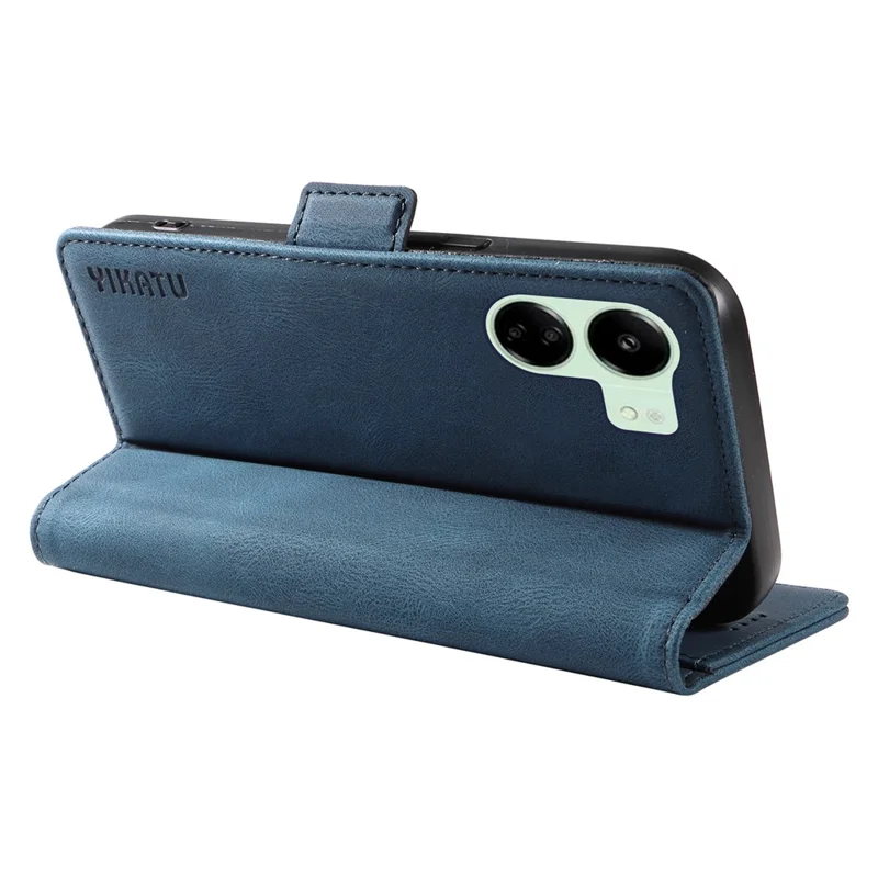 YIKATU YK-005 For Xiaomi Redmi 13C 4G / 13C 5G / 13R 5G / Poco M6 5G / Poco C65 4G Case PU Leather Full Protection Phone Cover - Blue