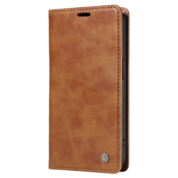 YIKATU YK-006 para Xiaomi Redmi 13C 4G / 13C 5G / 13R 5G / Poco M6 5G / Poco C65 4G Capa de Carteira de Couro PU com Suporte - Marrom