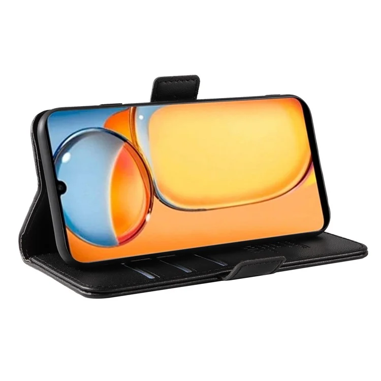 YIKATU YK-003 Pour Xiaomi Redmi 13C 4G / 13C 5G / 13R 5G / Poco M6 5G / Poco C65 4G Étui en cuir PU avec support - Noir
