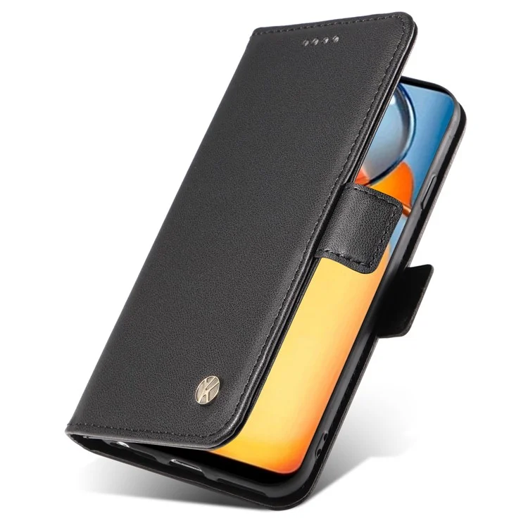 YIKATU YK-003 Pour Xiaomi Redmi 13C 4G / 13C 5G / 13R 5G / Poco M6 5G / Poco C65 4G Étui en cuir PU avec support - Noir