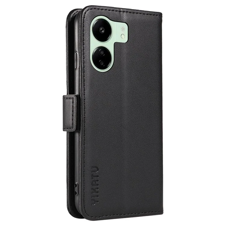 YIKATU YK-003 Pour Xiaomi Redmi 13C 4G / 13C 5G / 13R 5G / Poco M6 5G / Poco C65 4G Étui en cuir PU avec support - Noir