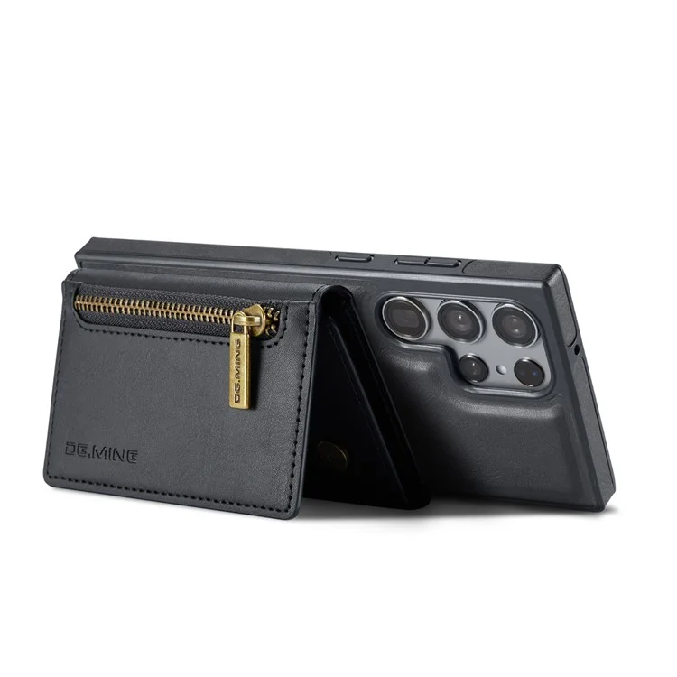 DG.MING M5 Series для Samsung Galaxy S24 Кожаный чехол для мобильного телефона Съемная магнитная бумажник крышка - Черный