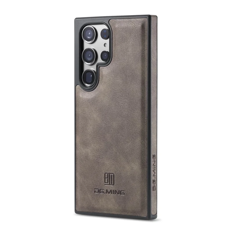 DG.MING For Samsung Galaxy S24 Ultra Phone Case Anti-Scratch Side Edge Leather Coating Back Shell - Coffee