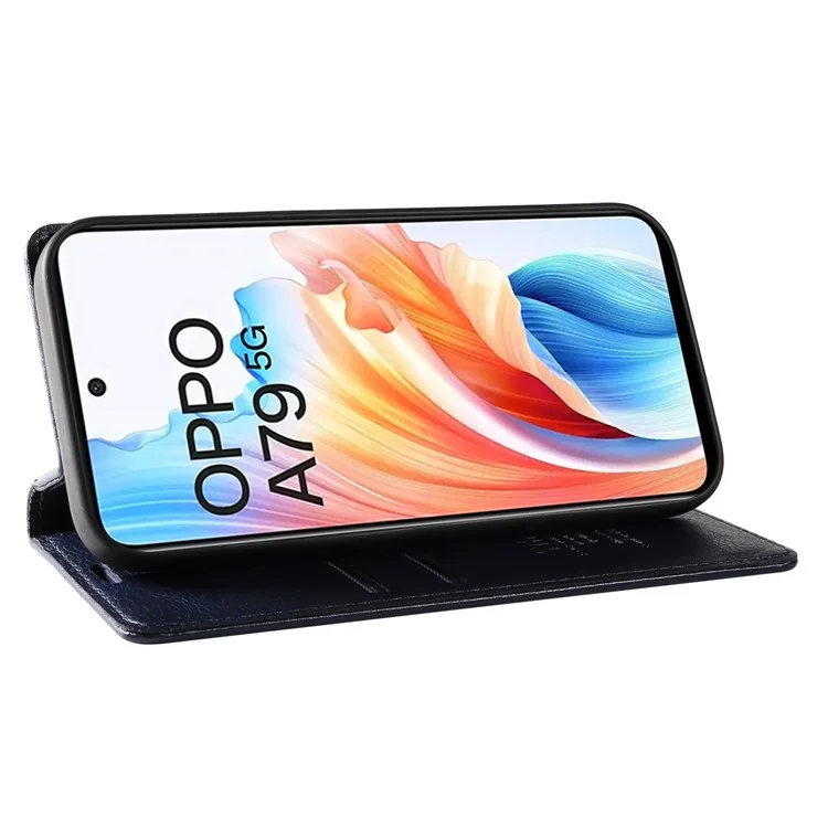 YIKATU YK-006 For Oppo A79 5G / A2 5G Leather Wallet Case Magnetic Flip Folio Phone Cover - Black