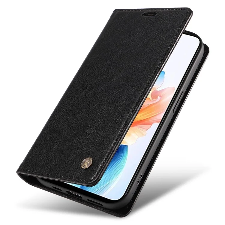 YIKATU YK-006 For Oppo A79 5G / A2 5G Leather Wallet Case Magnetic Flip Folio Phone Cover - Black