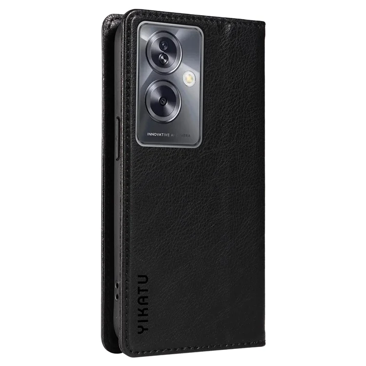 YIKATU YK-006 For Oppo A79 5G / A2 5G Leather Wallet Case Magnetic Flip Folio Phone Cover - Black