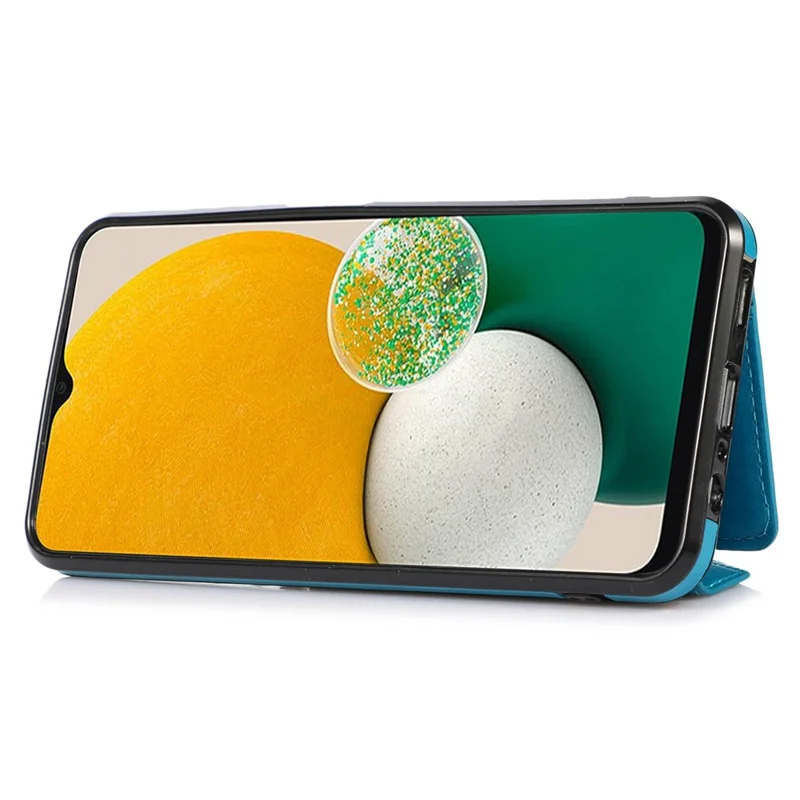 For Samsung Galaxy A05s 4G Case Card Holder Kickstand PU Leather+TPU Cover with Shoulder Strap - Blue