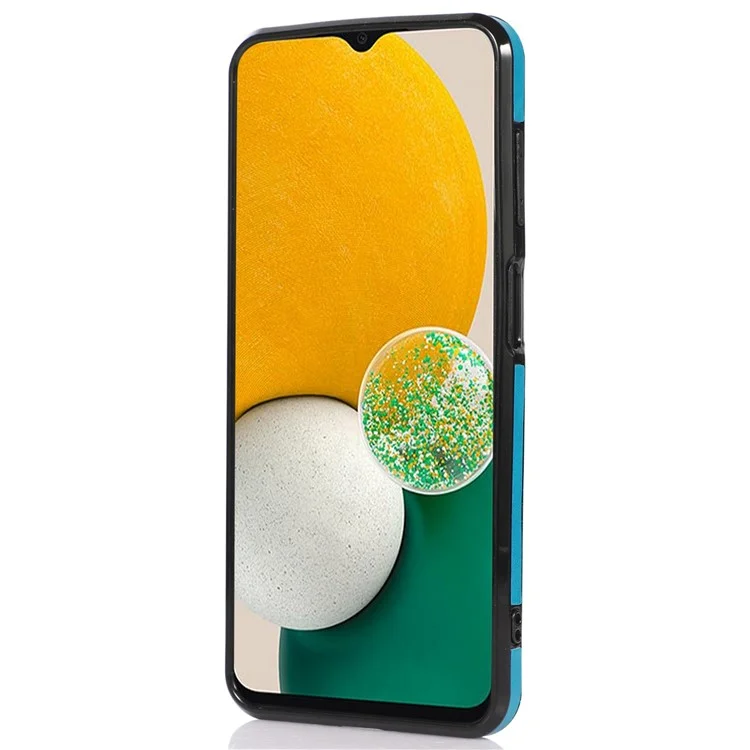 Für Samsung Galaxy A15 4G / 5G Hülle Kartenfach PU + TPU Cover mit Schultergurt - Blau