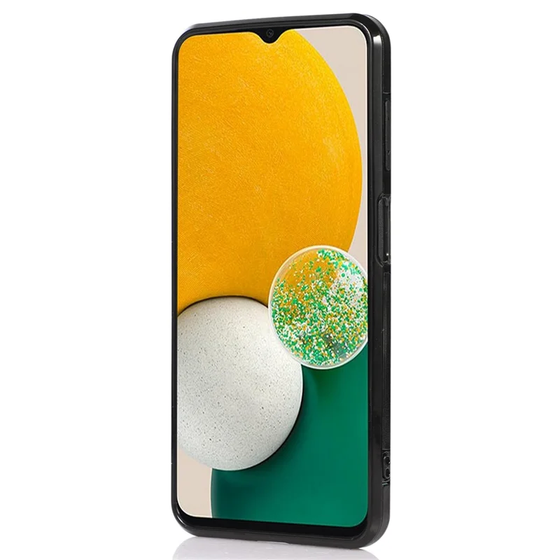 For Samsung Galaxy A15 4G / 5G Case Card Holder PU+TPU Cover with Shoulder Strap - Black