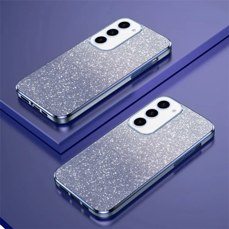 For Samsung Galaxy S24+ Cell Phone Case 6D Electroplating Glitter Powder TPU Cover - Blue