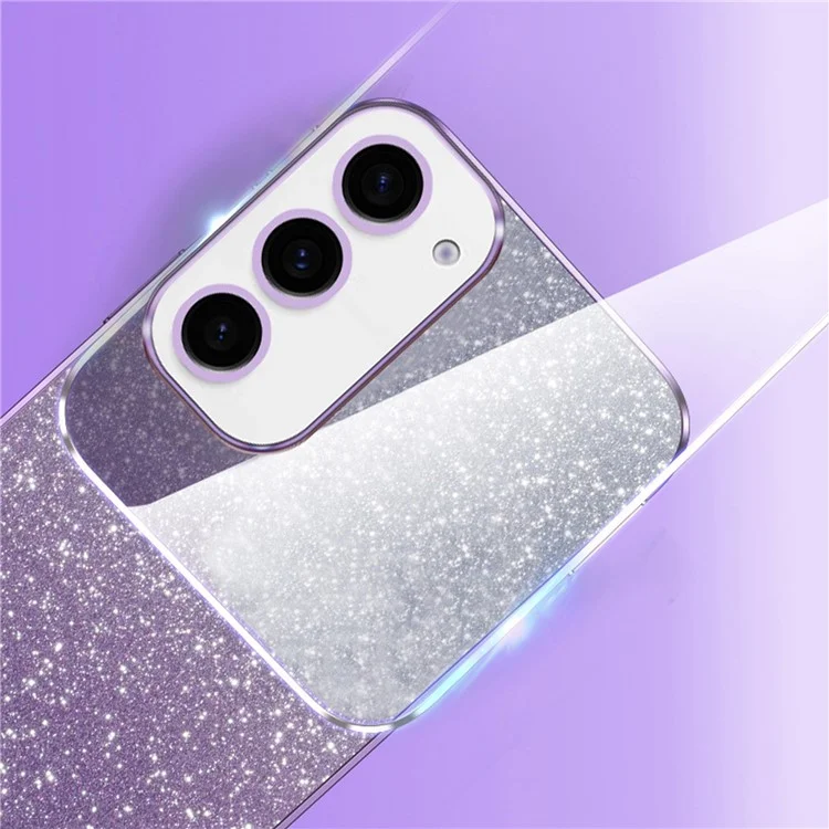 For Samsung Galaxy S24+ Cell Phone Case 6D Electroplating Glitter Powder TPU Cover - Blue