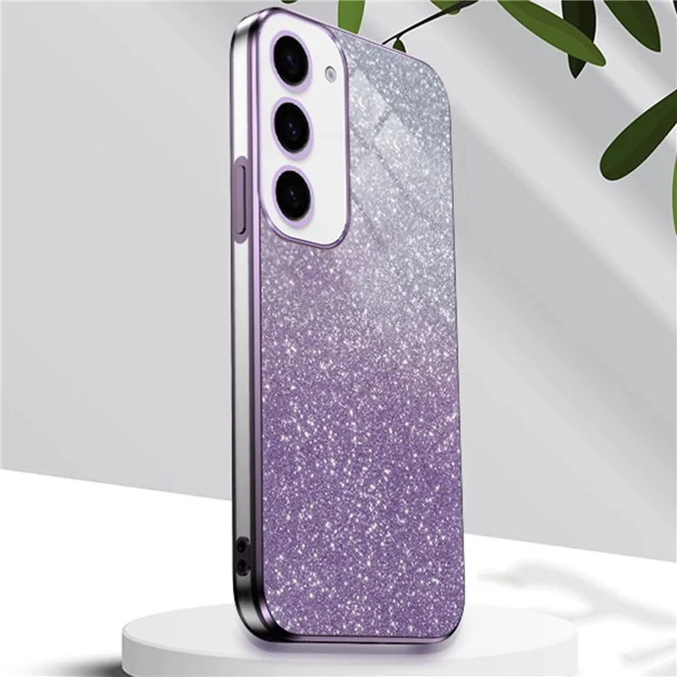 For Samsung Galaxy S24+ Cell Phone Case 6D Electroplating Glitter Powder TPU Cover - Blue