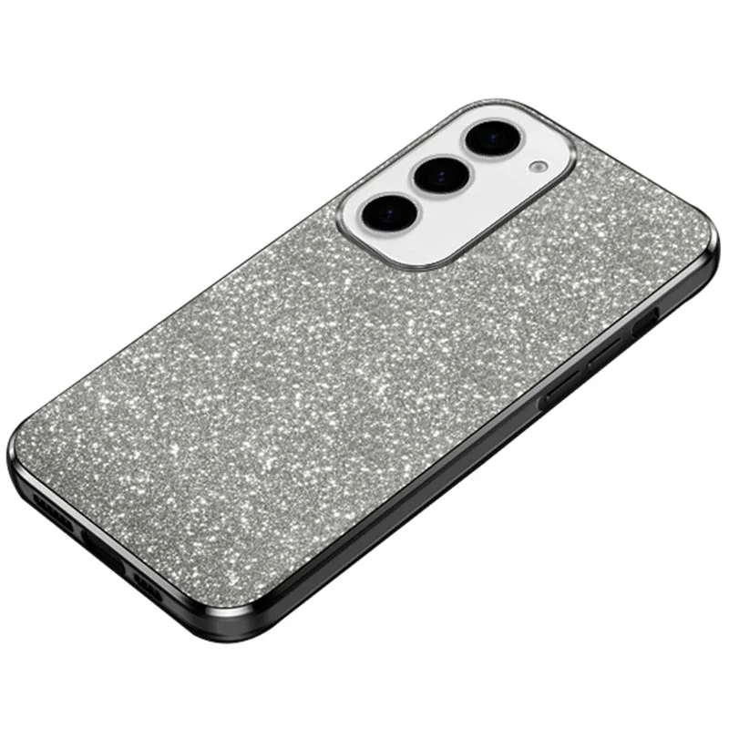 For Samsung Galaxy S24+ Cell Phone Case 6D Electroplating Glitter Powder TPU Cover - Black