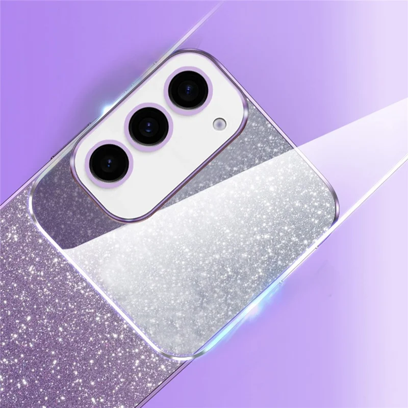 For Samsung Galaxy S24+ Cell Phone Case 6D Electroplating Glitter Powder TPU Cover - Black