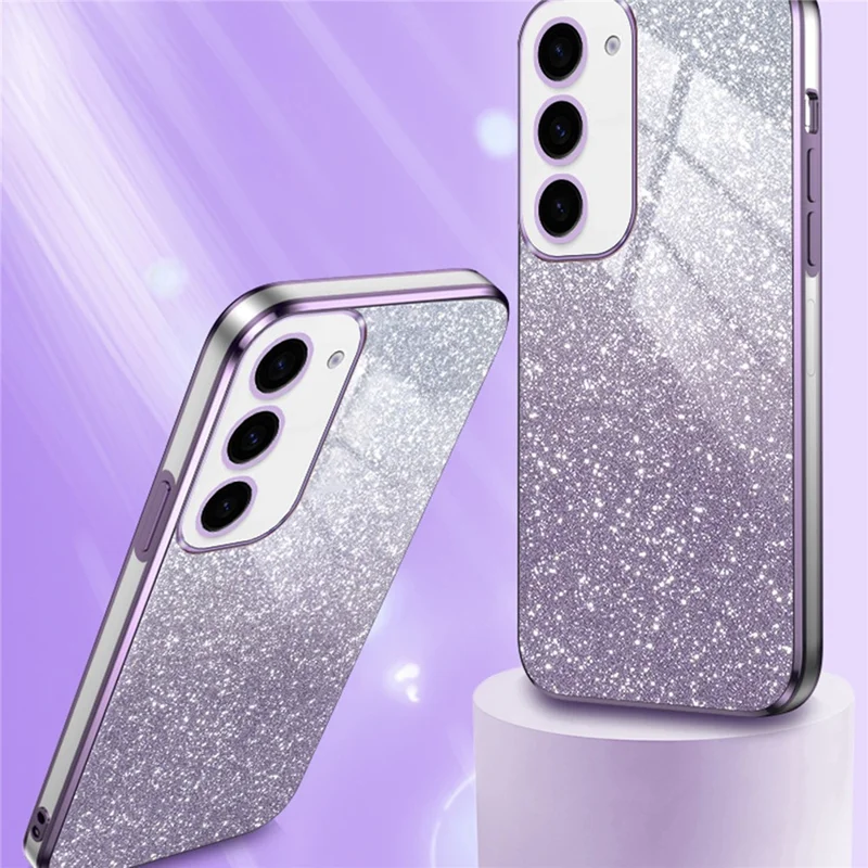 For Samsung Galaxy S24+ Cell Phone Case 6D Electroplating Glitter Powder TPU Cover - Black