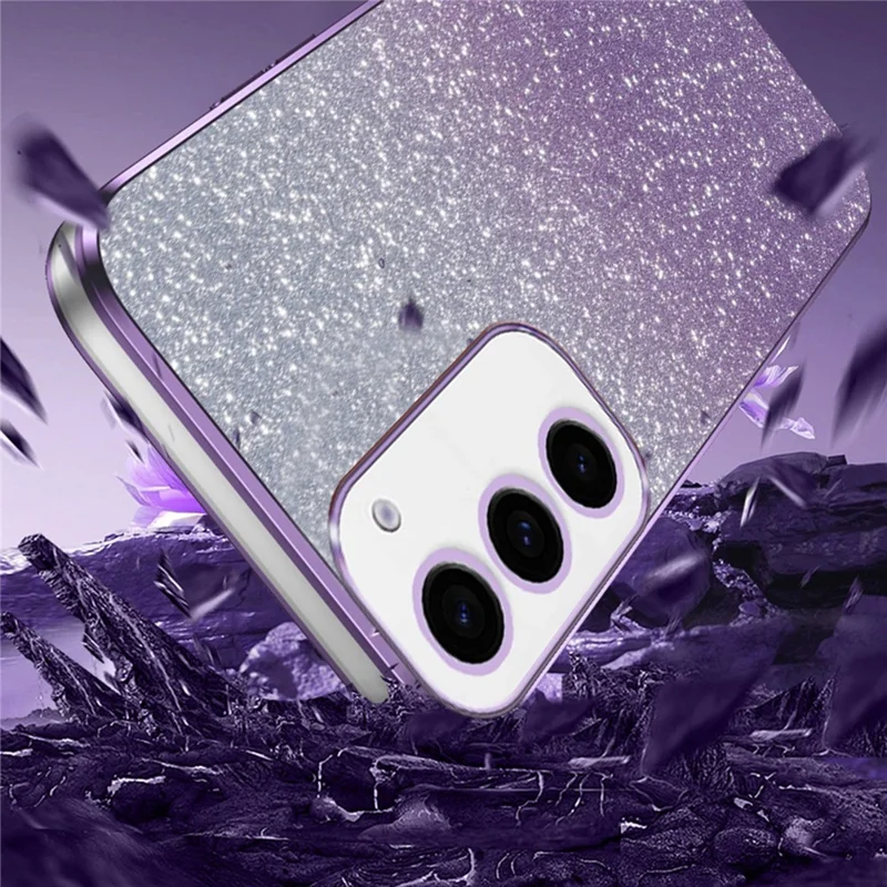 For Samsung Galaxy S24+ Cell Phone Case 6D Electroplating Glitter Powder TPU Cover - Black